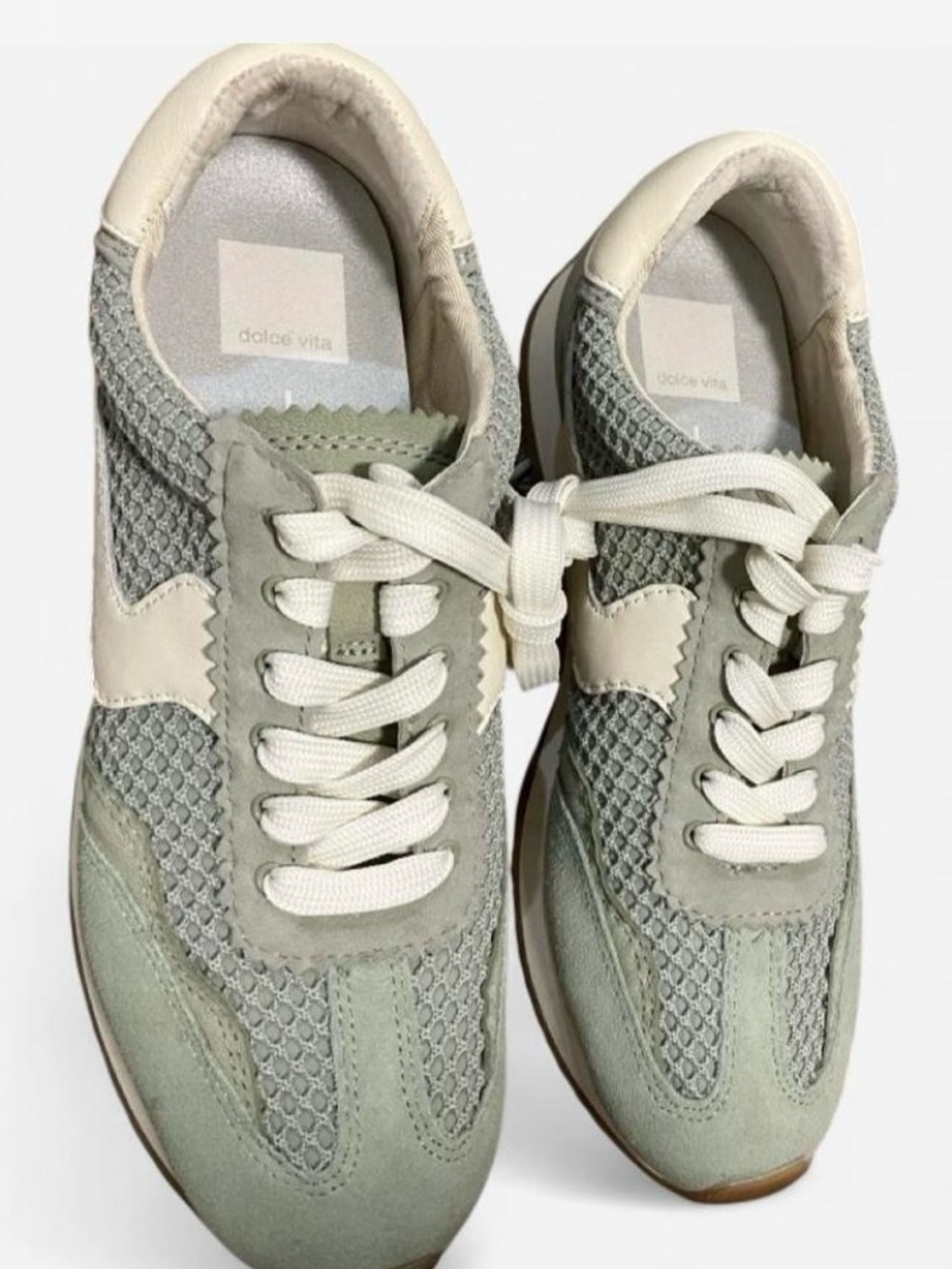Dolce Vita Women’s Sage & Cream Suede Mesh Retro Runner Sneakers Size 8 - Picture 6 of 7